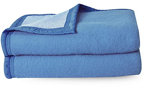 Linnea Couverture Pure Laine Vierge Woolmark 500g/m² Volta 240x260 cm Bleu Azur