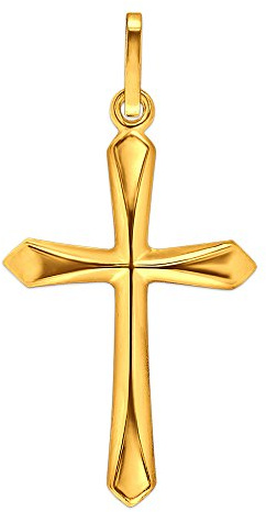 CLEVER SCHMUCK Goldener Anhänger kleines Mädchen Damen Kreuz 20 mm schlicht Kreuzenden eckig 333 Gold 8 Karat im Schmucketui Kreuz