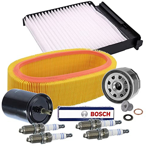 1 x Wartung Paket Set D (Öl + Air + Pollen + Kraftstoff Filter & Zündkerzen) Service Kit DACIA LOGAN + MCV 1.6 09-; Dacia Sandero 1.6; RENAULT LOGAN 1.4 1.6 09-; Sandero 1.4 09 -