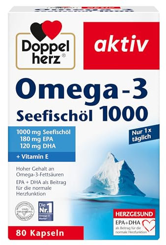 Doppelherz Seefischöl Omega-3 1000 - EPA und DHA als Beitrag für die normale Herzfunktion - 80 Kapseln (1er Pack)