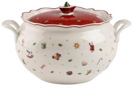 Villeroy & Boch 14-8585-2360 Tarrina Toy's Delight, para Navidad, 3 l, en Festivo Embalaje de Regalo, Porcelana, Blanco/Multicolor