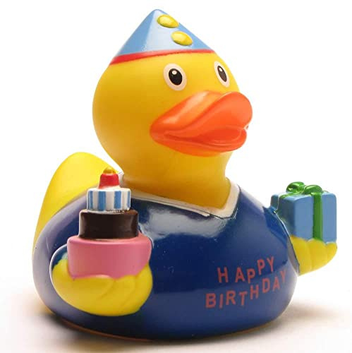 Duckshop I Badeente Geburtstags Junge I Quietscheente I L: 8,5 cm I Quietscheentchen I Geschenk zum Geburtstag I Präsent Sammler