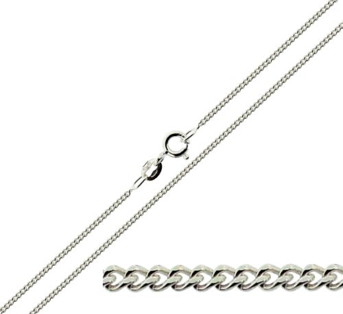 Christopher James of London CJoL - Solid 9ct White Gold 22 (56cm) 1.3mm Wide Diamond Cut Curb Chain In Gift Box - 3g