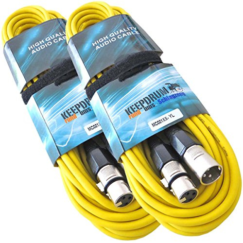 keepdrum Mikrofonkabel 6m Gelb XLR Female/XLR Male 2 Stück