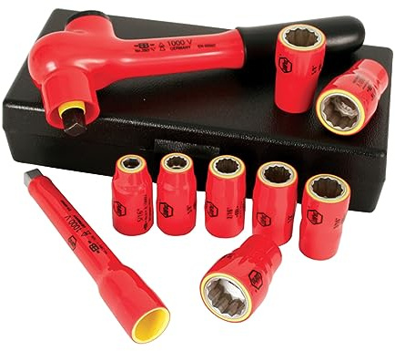 Wiha 31590 Steckschlüsselsatz, metrisch, 3/8 Zoll, 1000 Volt, 10-teilig