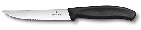 Victorinox, 6.7933.12, Swiss Classic, Steak- und Pizzamesser, Extra scharfe Klinge, mit Wellenschliff, robuster Kunststoff-Griff, Schwarz, Made in Switzerland, Spülmaschinengeeignet