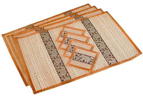 CCcollections Handgewebte Weiden-Platzsets & Untersetzer – Hitzebeständiges, leicht zu reinigendes Tischset – Abwischbare Platzsets mit langlebiger thailändischer Handwerkskunst für den Alltag