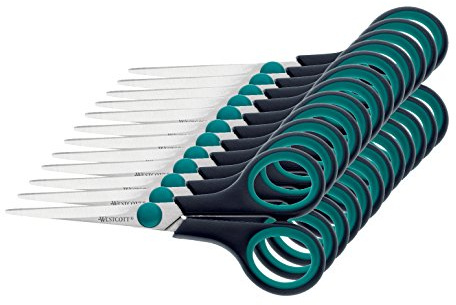 Westcott E-30250 00 Easy-/Softgrip Schere, Kunststoffgriff, 14 cm, 12 Stück, 12-er Packung, schwarz/blau