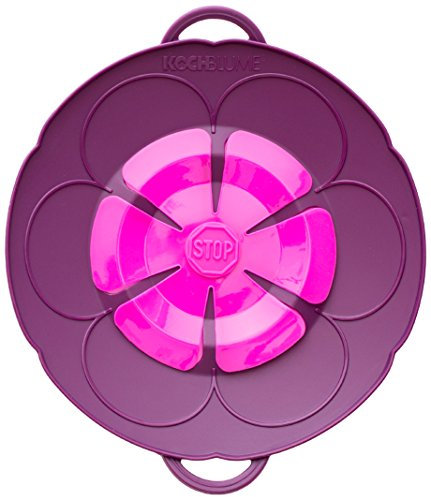 Kochblume S Ø14-18cm | Silikon Überkochschutz | Spritzschutz | Universaldeckel | Premium-Silikon & BPA frei| Hitzbeständig | Spülmaschinenfest | Farbe: lila