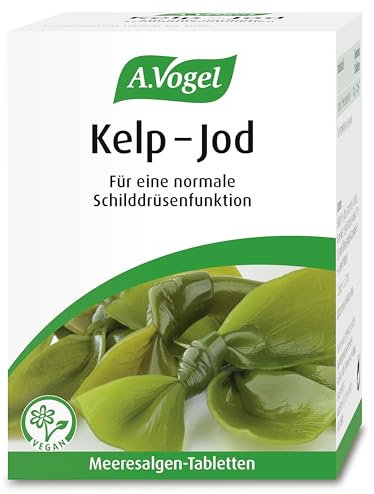 A.Vogel Kelp-Jod, 120 Jodtabletten, natürliches Jod aus Kelp Meeresalgen, Nahrungsergänzungsmittel aus Braunalge, unterstützt Schilddrüse und Nervensystem, laktosefrei, glutenfrei