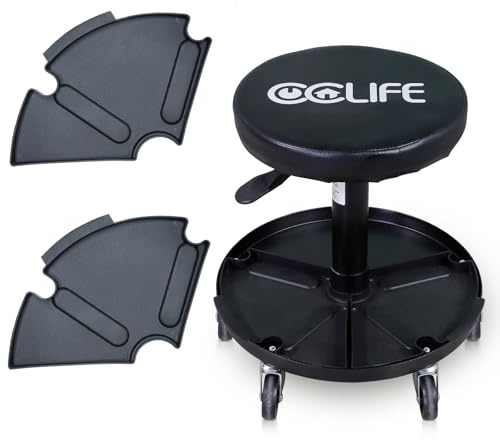 CCLIFE Werkstatthocker höhenverstellbar mit Rollen bis 150kg 380-500mm