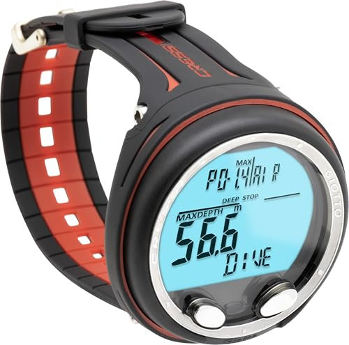 Cressi Erwachsene Giotto Diving Computer Premium Tauchcomputer, Schwarz/Rot, One Size