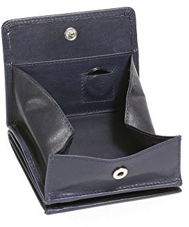 LEAS Wiener-Schachtel im Ausweis-Format mit großer Kleingeldschütte, Echt-Leder, dunkelblau Special Edition