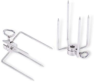 MOESTA-BBQ 10090 Spießgabeln 2er Set für Moesta, modular erweiterbar | Rotisserie Dreh- und Bratspieß, passend für Grills von Weber, Rösle und Napoleon, aus Edelstahl, Bratgabeln