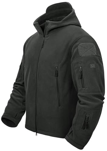 TACVASEN Herren Fleecejacke Military Outdoor Winddichte Jacke mit Kapuze