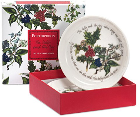 Portmeirion The Holly & Ivy Sweet Dish, Ceramic, Multi-Colour, Set of 2