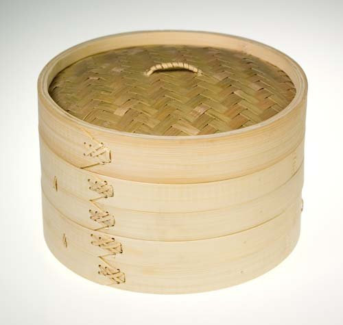 ECS 7 Bamboo Steamer Two Layer with Lid and Dim Sum Paper