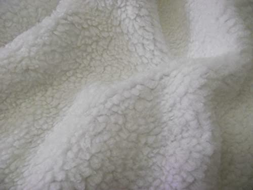 Faux Fourrure POLAIRE SHERPA Peau de mouton Tissu Matière - BLANC - Blanc, 1Mtr - 150cmx100cm