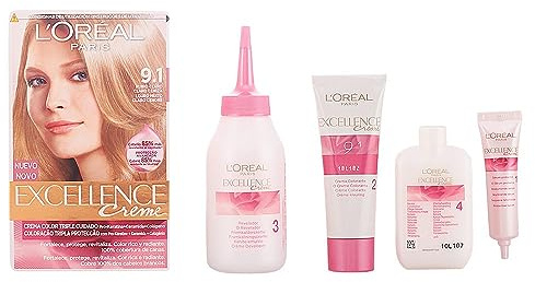 L'Oreal Paris Excellence Creme Tinte, Color Rubio Claro Ceniza, 1 Unidad (Paquete de 1)