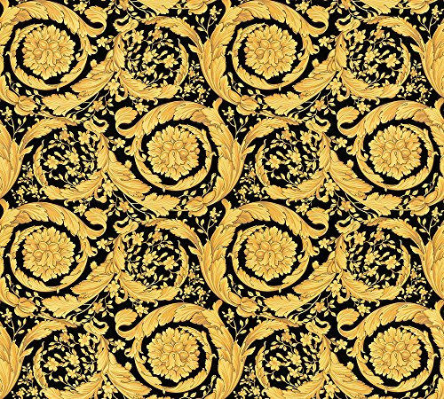 Versace wallpaper Barocco Birds 935834 93583-4 - Carta da parati in tessuto non tessuto, 10,05 m x 0,70 m, colore: Nero metallizzato