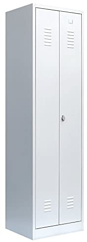 Lüllmann Spind für 1 Person Spindschrank Kleiderspind grau 180x60x50cm | Schwarz-Weiss-Trennung, 510420, für Personalraum