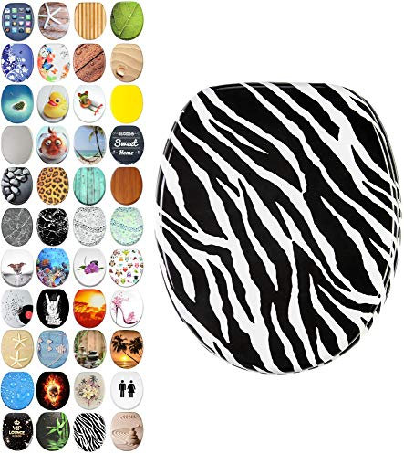 Sanilo WC Sitz mit Absenkautomatik, viele schöne Toilettendeckel zur Auswahl, hochwertige und stabile Qualität aus Holz (Zebra)