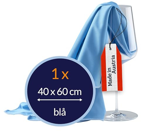 culiclean Chiffons Microfibre pour Polissage de Verres – Lot de 1 Chiffon 40x60cm – Ultra Doux, sans Traces ni Peluches – pour Verres, Cristaux, Miroirs – Fabriqués en Autriche – Bleu