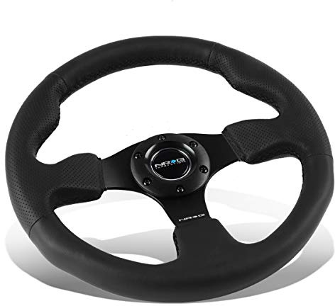 NRG Innovations RST-012R 320mm Race Style Leather Steering Wheel with Black stitch