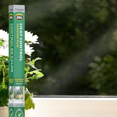 Gila® Heat Control Titanium Adhesive Residential DIY Window Film Sun Blocking Glare Reduction 3ft x 15ft (36in x 180in), Gray