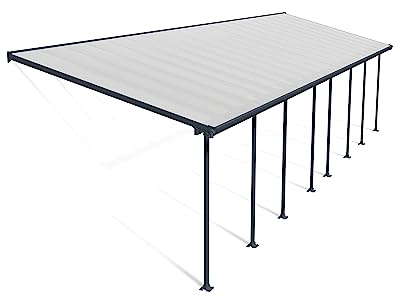 Canopia by Palram Terrassenüberdachung Alu Feria 3X10.92 Polycarbonat Hohlkammerplatten Pergola 1092 x 300 cm Grau zur Überdachung ihrer Terrasse