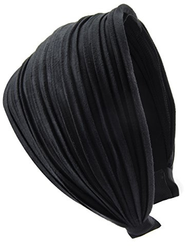 axy Breiter Haarreif mit leichtem Flanell (Leder Optik) Damen Stirnband Haarschmuck Haarreifen HR32 (Schwarz)