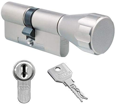 EVVA 3KS plus Hochsicherheits-Knaufzylinder mit 4 Schlüssel, Länge (a/b) 31/K46mm (c=77mm) K=Knaufseite, mit speziellem Bohr-u. Ziehschutz KZS, modulare Bauweise SYMO