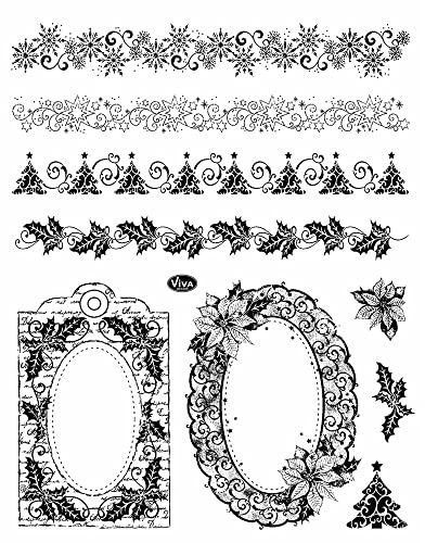 Viva Decor Clear-Stamps (Weihnachtsbordüren & Rahmen) Silikon Stempel - Prägung Stempel - DIY Dekoration stanzen - Stempel Silikon - DIY Stamp - Stempel Prägung - Designed in Germany