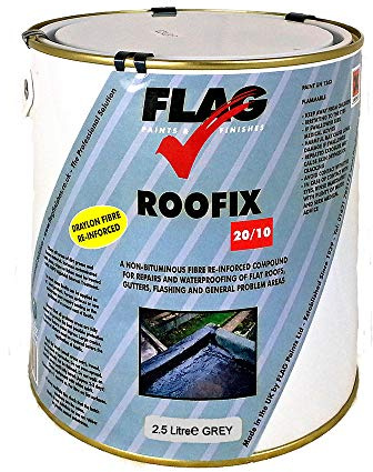 Roofix 20/10 Multi-surface | Roof & Gutter Repair | Instant waterproofing solution for flat roofs and guttering | Grey, Black or White (GREY) | 2.5 Litres