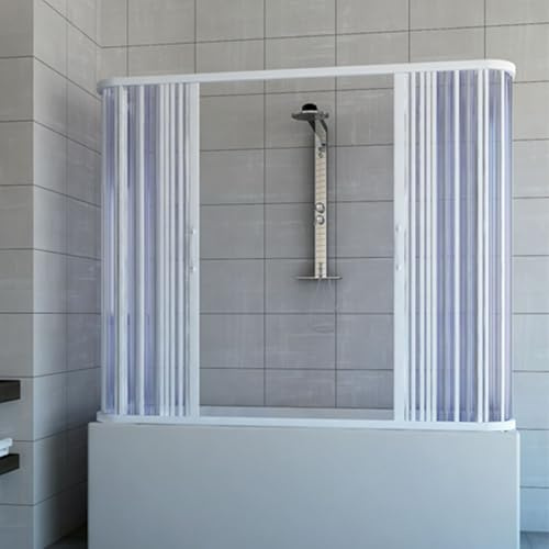Box a 3 lati sopravasca 70x170 in PVC mod. Nicla con apertura centrale Bianco Pastello