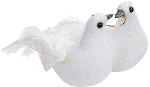 Mariage Colombes Paire avec anneau, 11 cm avec clip, 1 paire par boîte