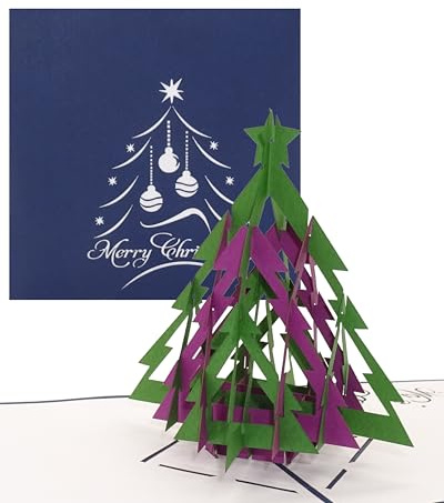 Pop-Up Weihnachtskarte Tannenbaum | Modern Merry Christmas, Weihnachtskarte mit Weihnachtsbaum, Pop Up Karte zu Weihnachten, 3D Karte, Christmas Greeting Card