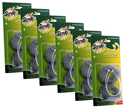 SCRUBIT 12 Premium Lint Traps with 12 Long Lasting Ties for Washing Machines - Light Aluminum Lint Trap Snare Laundry Mesh Washer Hose Filter - Won't Rust, Easy Installation,