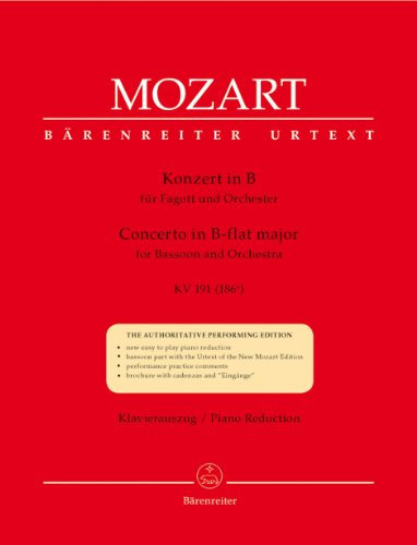 Konzert für Fagott und Orchester B-Dur KV 191 (186e). Klavierauszug