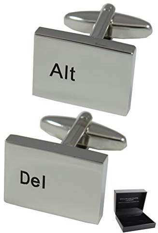 COLLAR AND CUFFS LONDON Gemelli Camicia Uomo Argento Colorato - con Scatola - Alt del Tastiera del Computer - Ottone - PC - IT - Moderno - Un Paio