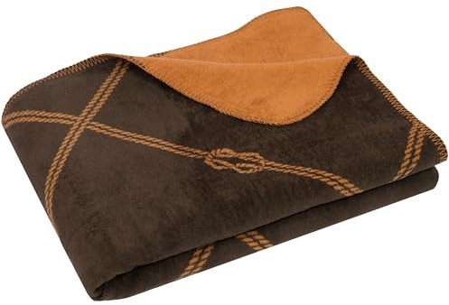 ZOLLNER Kuscheldecke flauschig in 150x200 cm - kuschelige und weiche Sofadecke in braun - waschbar bis 40°C - atmungsaktives Mischgewebe - Hotelwäschequalität - Oeko Tex® Zertifiziert