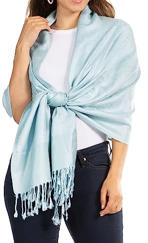 Sakkas Soft Pashmina Feel Paisley Design Sjal/stola, Stålblått, one size