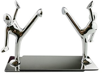 Paire de serre-livres en acier inoxydable, en forme d’hommes pratiquant le kung-fu, décoratifs, tendance et créatifs, pour ranger et organiser vos livres à la maison, au bureau, dans une bibliothèque, idée cadeau b