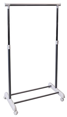 GERSO Kleiderständer Garderobenstange Garderobenständer Kleiderstange Garderobe höhenverstellbar mobil weiss