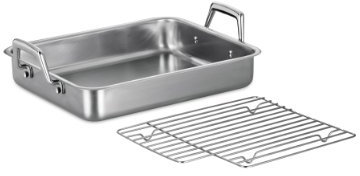 Tramontina 80203/003DS Gourmet Prima 13.5-Inch Rectangular Roasting Pan with Basting Grill, Small, Stainless Steel by Tramontina