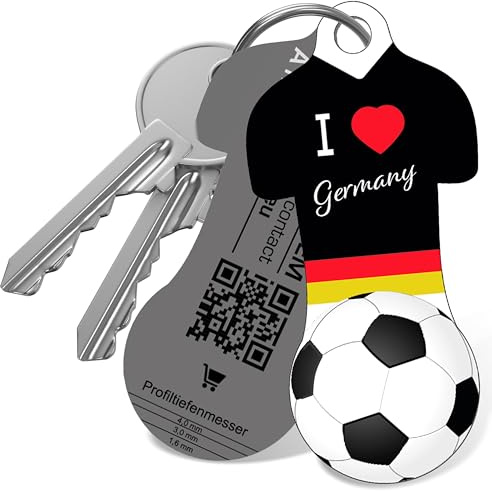 Einkaufswagenlöser „Trikot“ – funktionaler Schlüsselanhänger mit Einkaufswagenchip in Fußball-Optik – hochwertiger Schlüsselanhänger Einkaufschip mit Fundservice – 100% sicher