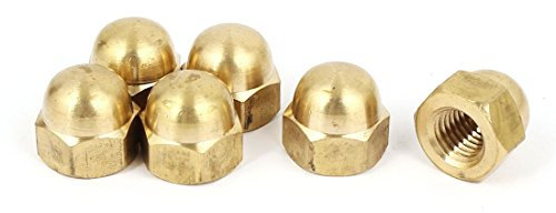 sourcing map Eichel Sechskant Hutmuttern - 6stk. M12 Hutmuttern Messing Sechskant Dekorative Kappenmutter für Schrauben Bolzen Messing Ton