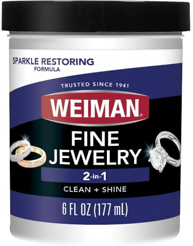 Weiman Fine Jewelry Cleaner Liquid with Cleaning Brush – Restores Shine & Brilliance to Gold, Platinum, Precious Gemstones & Diamond Jewelry, 6 Oz