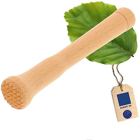 HOFMEISTER® Cocktail-Stößel aus Holz für Caipirinha & alle Drinks, 15 cm, Barstößel für kleine Gläser, zerstößt Limetten & Eiswürfel dank rauer Unterseite, keine Kratzer im Glas, Made in EU