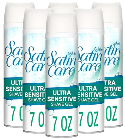 Gillette Venus Satin Care Ultra Sensitive Skin Shave Gel Shaving Cream for Women 7 oz Fragrance Free (Pack of 6)